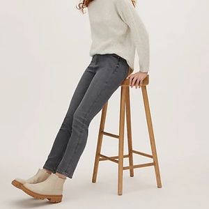 Mid-rise Waisted Slim Straight Leg Jeans with Stretch